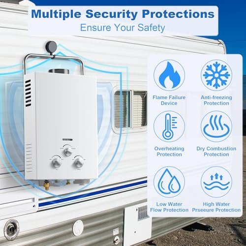 Amzgachfktch - Outdoor Propane Tankless Water Heater - 6L 1.58 GPM Portable Gas Water Heater with Handle & Overheating Protection