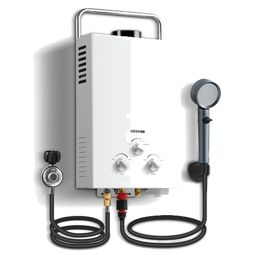 Outdoor Propane Tankless Water Heater - 6L 1.58 GPM Portable Gas Water Heater with Handle & Overheating Protection
